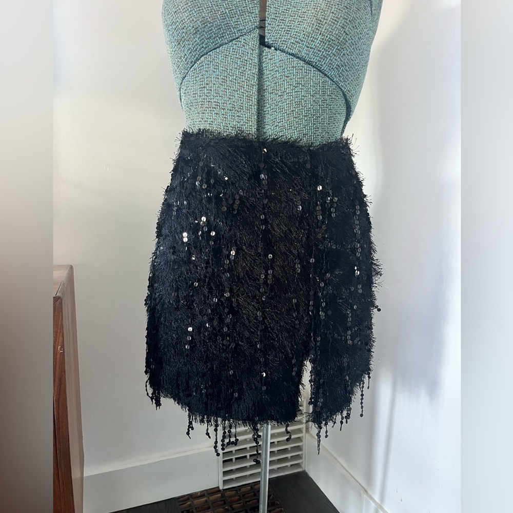 H&M Black Textured Sequin Mini Skirt